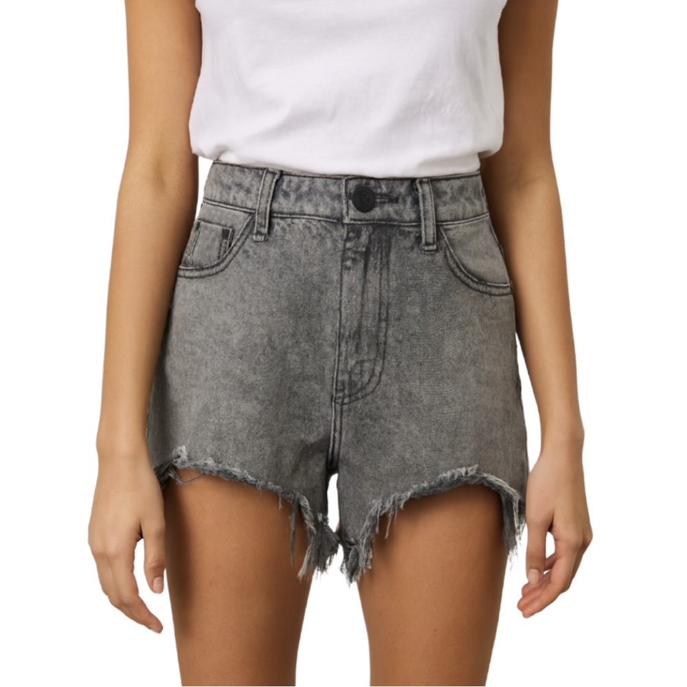 One Teaspoon Bonitas Denim Shorts Size 24 Gray Acid Wash Cutoffs